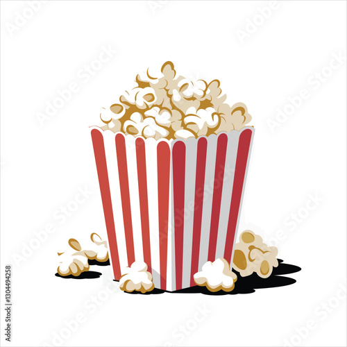 popcorn bucket isolated on transparent background. Movie Theater Popcorn Box. Red and White Striped Popcorn Box. AI generative.