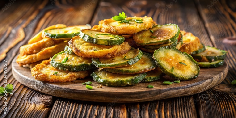 Crispy Fried Zucchini Slices: Easy & Delicious Side Dish Stock Photo Crispy Fried Zucchini Slices: Easy & Delicious Side Dish Stock Photo