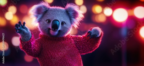 Wallpaper Mural Cute animated koala wearing a sparkly sweater in a colorful bokeh background Torontodigital.ca