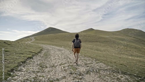 Man Walks On An Italian Mountain Path