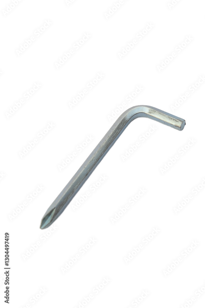 Close Up of Silver Metal Right Angle Tool Isolated on White Background Featuring Simple Construction and Clean Lines in Studio Lighting Close Up of Silver Metal Right Angle Tool Isolated on White Background Featuring Simple Construction and Clean Lines in Studio Lighting