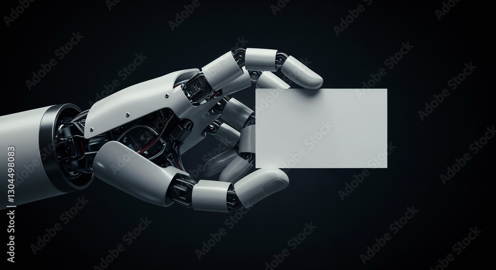 Robotic Hand Holding Card, AI, Futuristic Presentation Robotic Hand Holding Card, AI, Futuristic Presentation