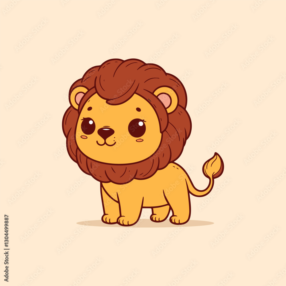 Cute cartoon lion. Vector illustration. Cute animal character. Cute cartoon lion. Vector illustration. Cute animal character.