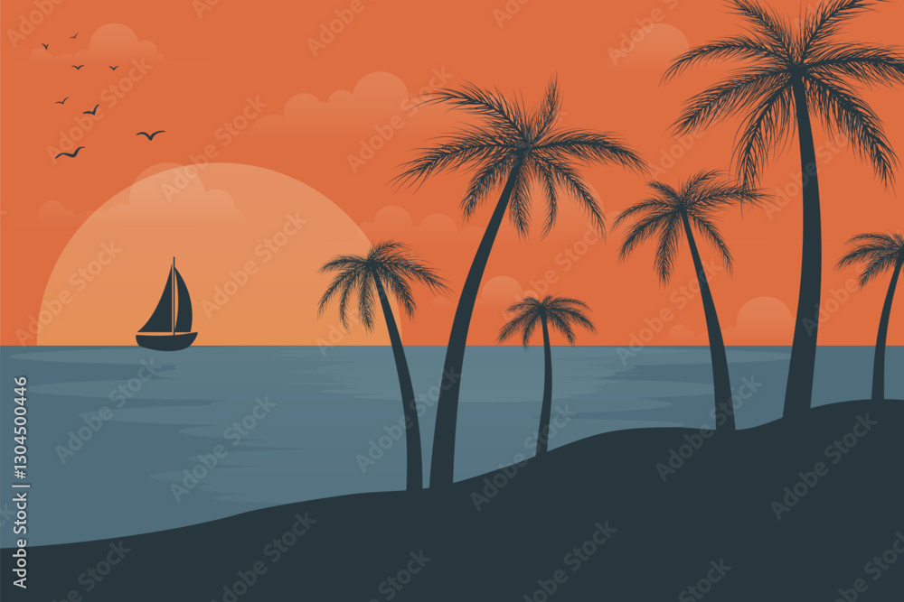 vivid sunset with palms vivid sunset with palms