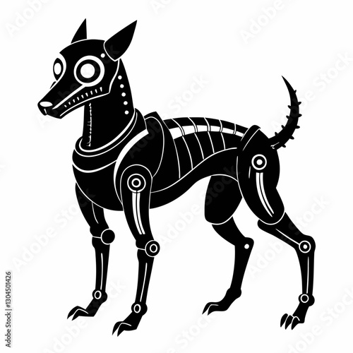 Futuristic Robotic Dog Illustration Sleek Design and Mechanical Detailing