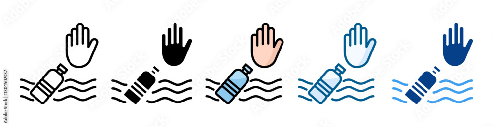 Plastic Pollution Icon Set Multiple Style Collection Plastic Pollution Icon Set Multiple Style Collection