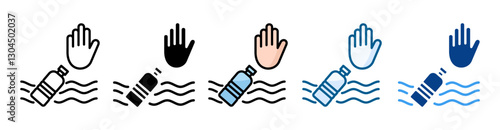 Plastic Pollution  Icon Set Multiple Style Collection