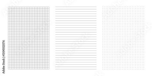 Set of grids graphic notebook sheet isolated PNG