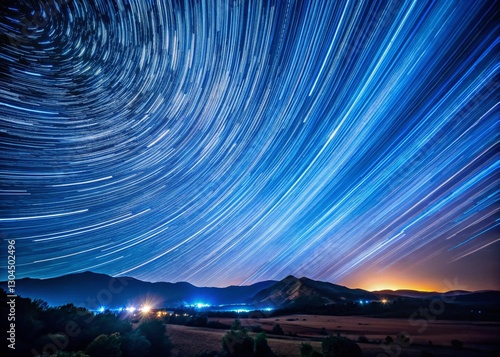 Dark Blue Night Sky Long Exposure Astrophotography Starry Night Celestial Background