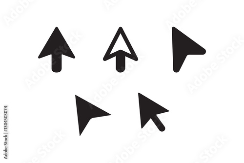 Free Download Cursor icon silhouette vector illustration in black and white, set against a white background - GFXLoad