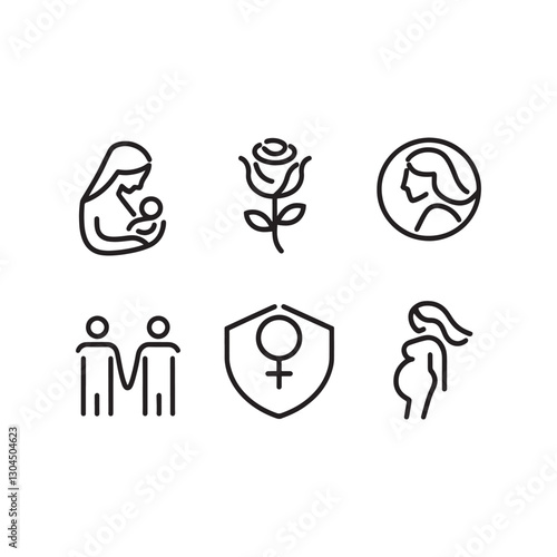 Baby care and safety icon set. Editable vector stroke