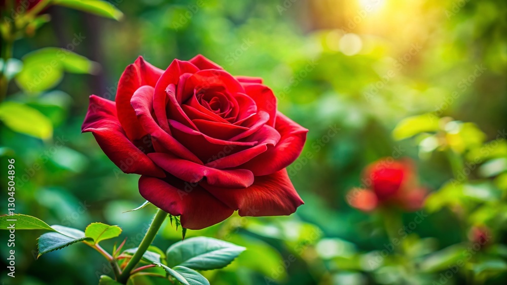 Deep Red Rose Garden Bloom - High-Resolution Stock Photo Deep Red Rose Garden Bloom - High-Resolution Stock Photo