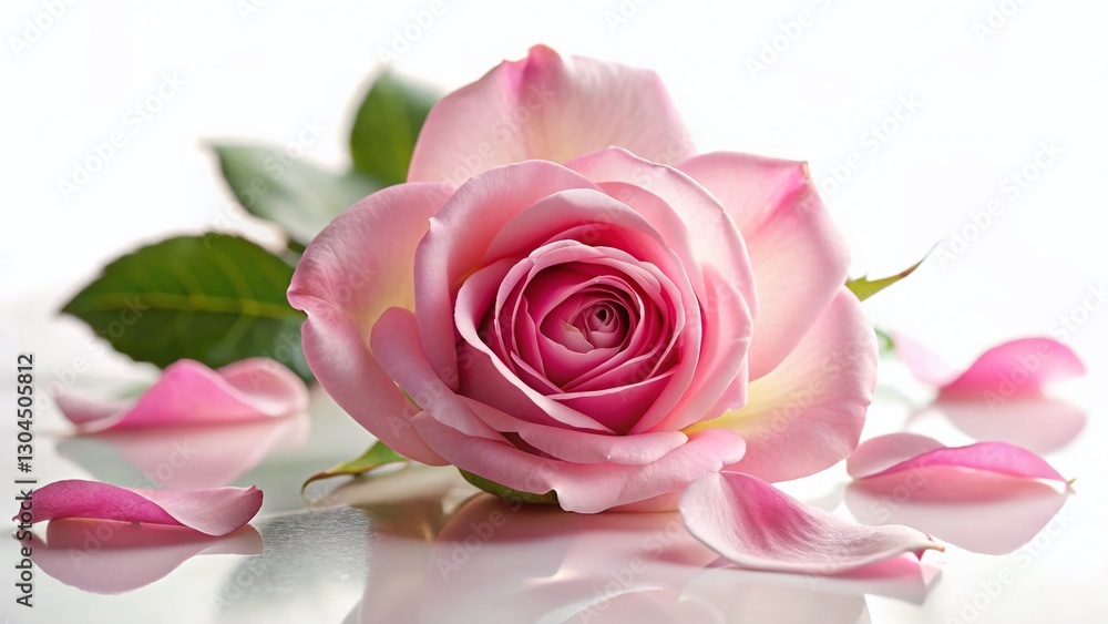 Delicate Pink Rose on Pure White Background - Clipping Path Ready Stock Photo Delicate Pink Rose on Pure White Background - Clipping Path Ready Stock Photo