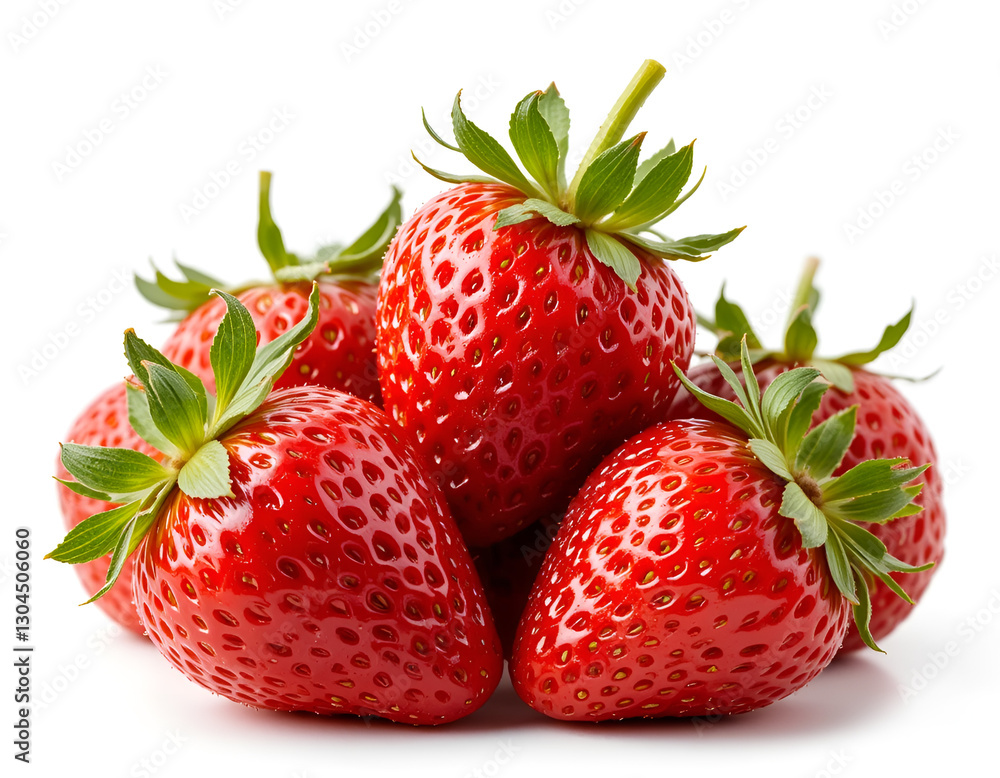 a close-up of fresh strawberries on a white background. The berries are bright red, juicy, with small seeds on the surface, which emphasizes their naturalness and freshness. . White background a close-up of fresh strawberries on a white background. The berries are bright red, juicy, with small seeds on the surface, which emphasizes their naturalness and freshness. . White background