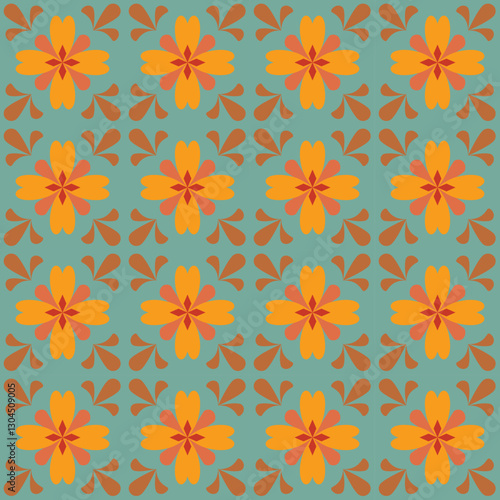 seamless floral pattern colorful wallpaper cover floor orange green