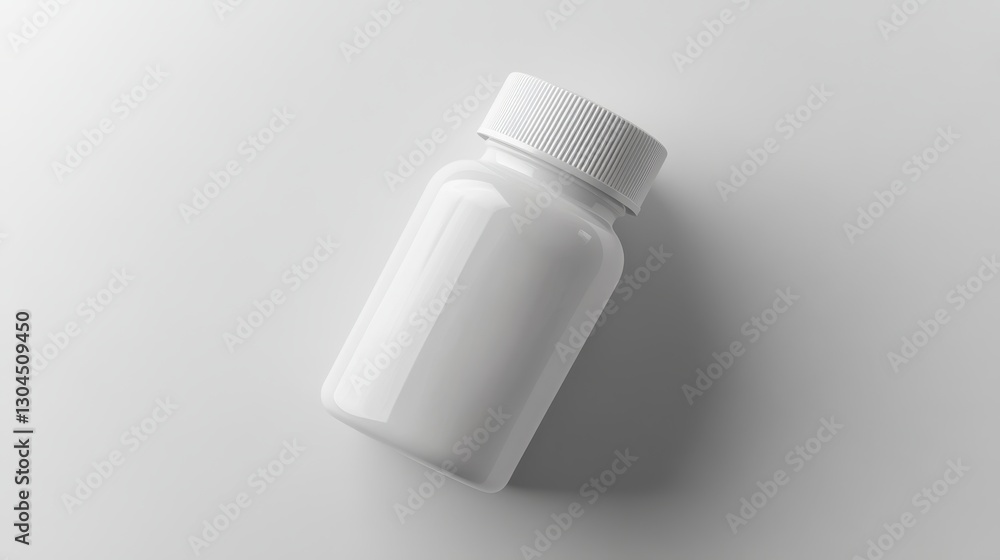 A sleek white plastic bottle, reminiscent of a prescription medication, rests on a clean, white background, ready for your product to be showcased within its transparent walls. A sleek white plastic bottle, reminiscent of a prescription medication, rests on a clean, white background, ready for your product to be showcased within its transparent walls.