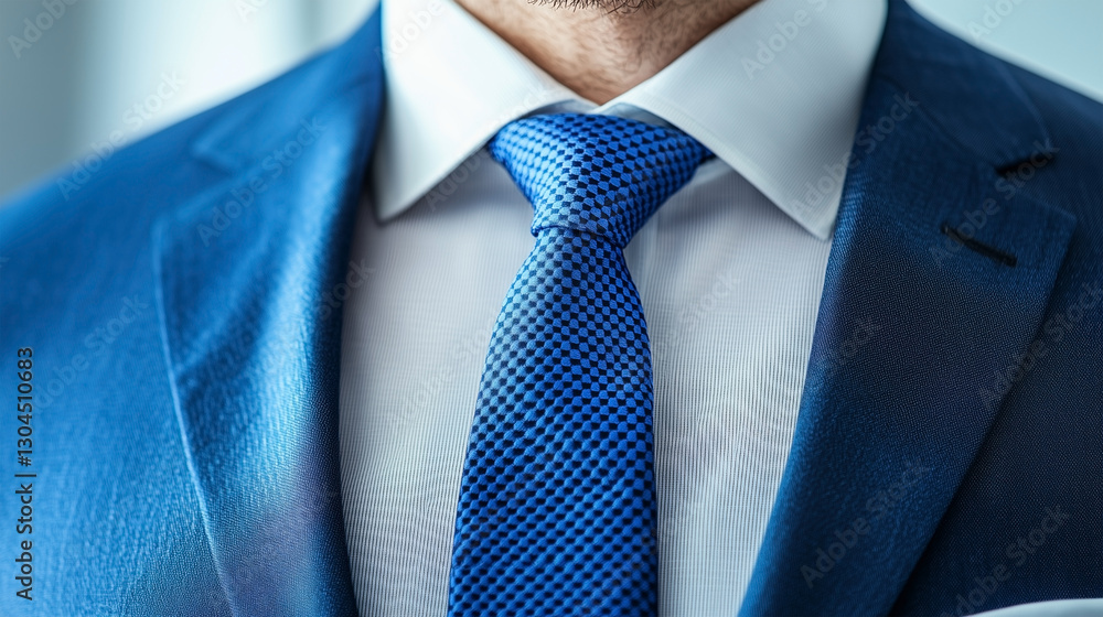 A man wearing a blue suit and white shirt with a blue tie A man wearing a blue suit and white shirt with a blue tie