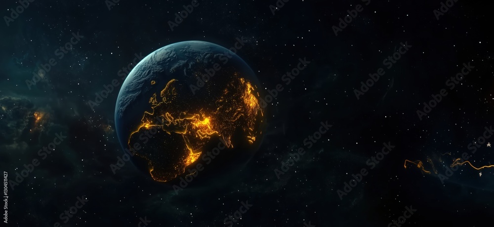 Earth illuminated by city lights in space showcasing global connectivity and beauty Earth illuminated by city lights in space showcasing global connectivity and beauty