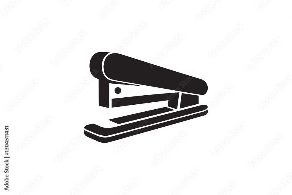 Stapler Machine icon silhouette vector illustration in black and white, set against a white background Stapler Machine icon silhouette vector illustration in black and white, set against a white background