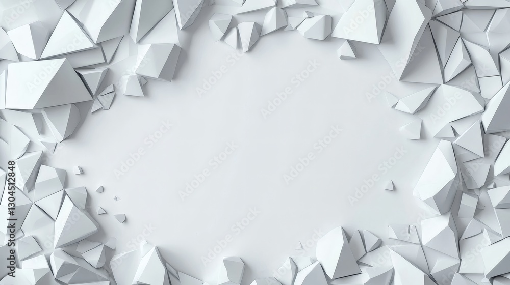 Obraz premium Abstract Geometric Background with White Broken Shapes and Space