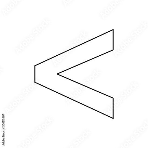 Outline < less-than sign, isolated vector on transparent background