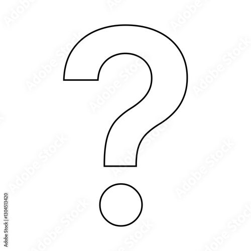 Outline ? question mark, isolated vector on transparent background