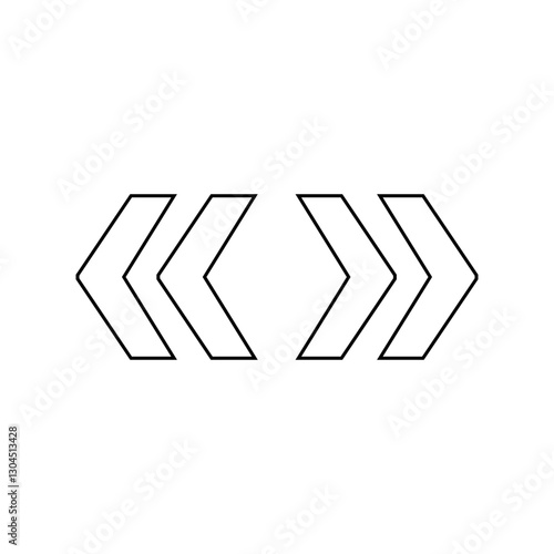 Outline « » guillemet quotation marks, isolated vector on transparent background