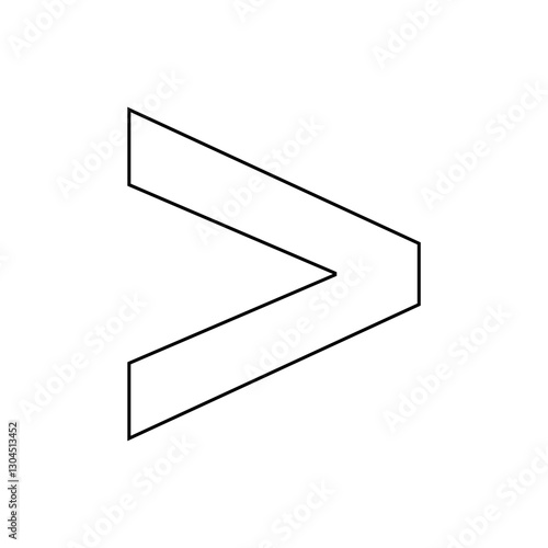 Outline > greater-than sign, isolated vector on transparent background