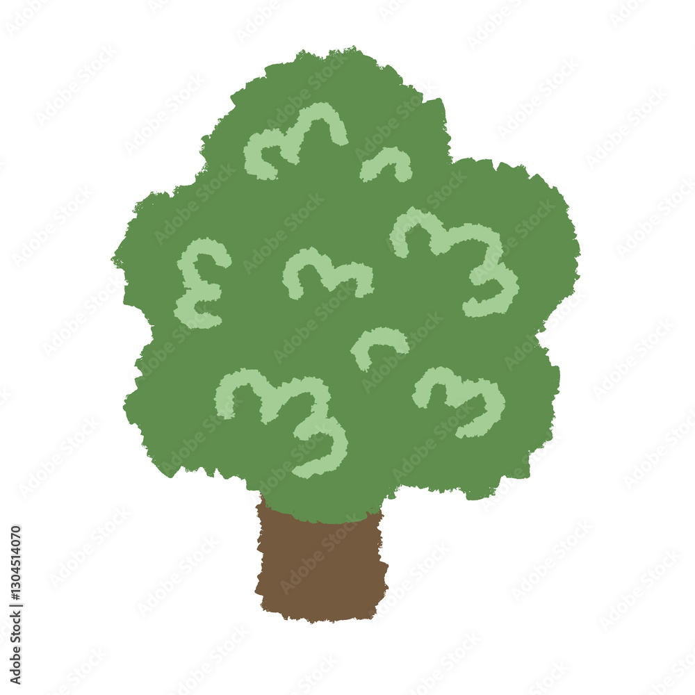 Green tree cartoon. Digital art illustration. Green tree cartoon. Digital art illustration.