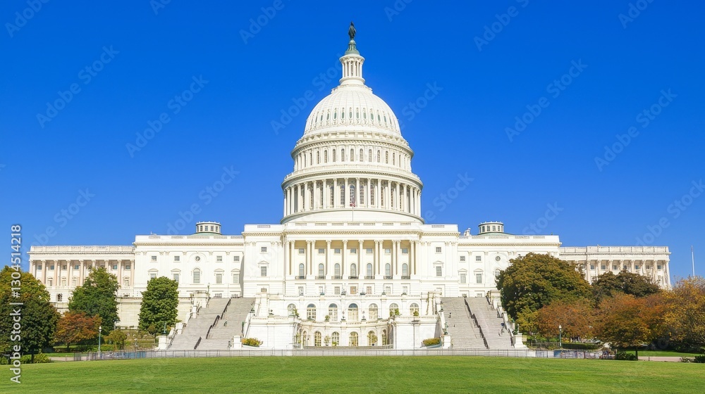 Fototapeta premium The east side of the US Capitol Building in Washington DC is shown in close-up detail