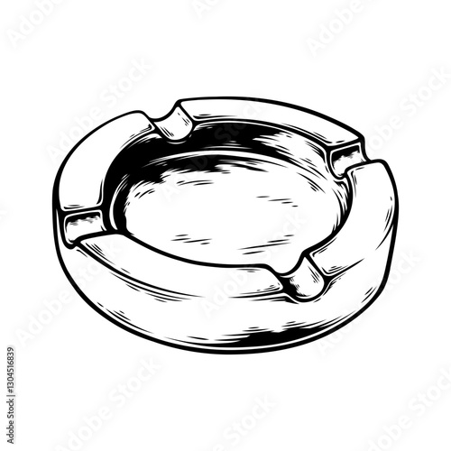 vector line art drawing illustration of a ashtray