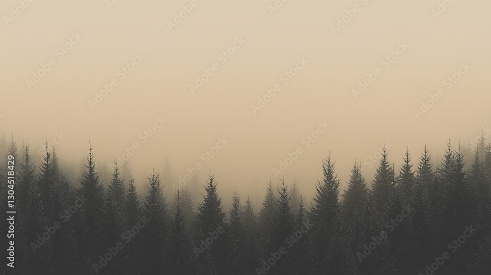 Obraz premium Forest's edge with fog in monochrome