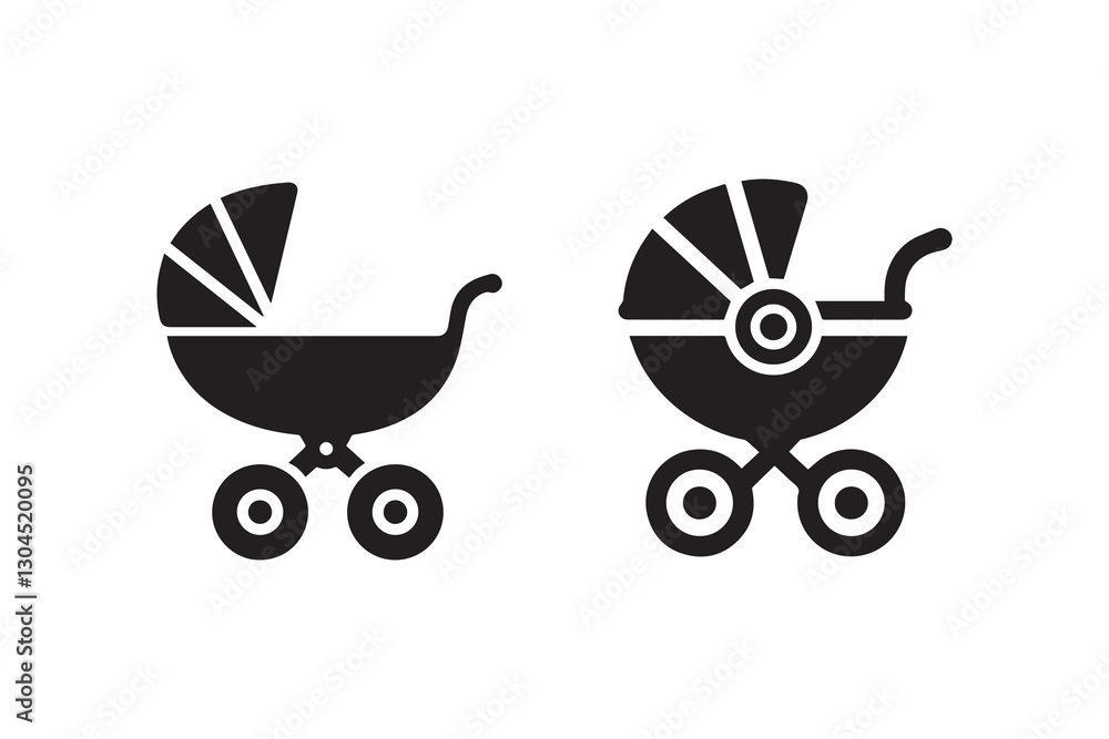 baby carriage icon silhouette vector illustration in black and white, set against a white background baby carriage icon silhouette vector illustration in black and white, set against a white background