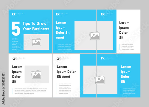 Microblog carousel slides template for social media. Tips sharing Instagram carousel template or LinkedIn carousel banner post