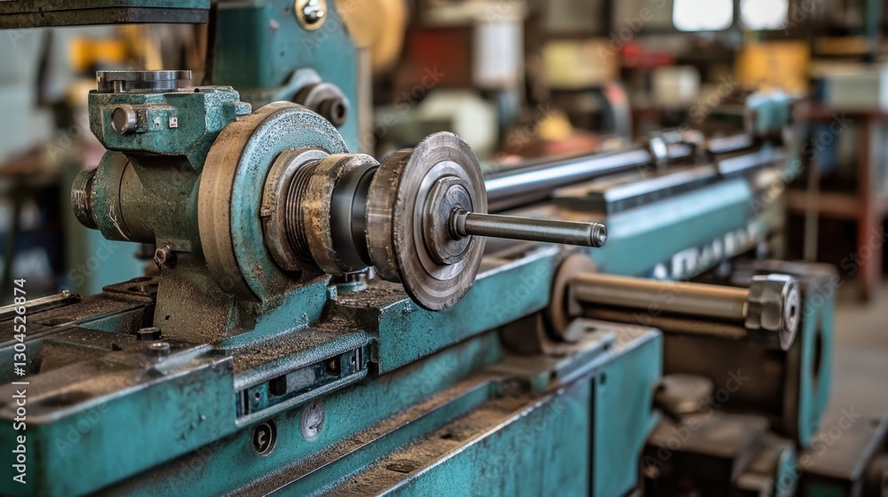 CNC turret lathe machine shaping a custom metal component. CNC turret lathe machine shaping a custom metal component.