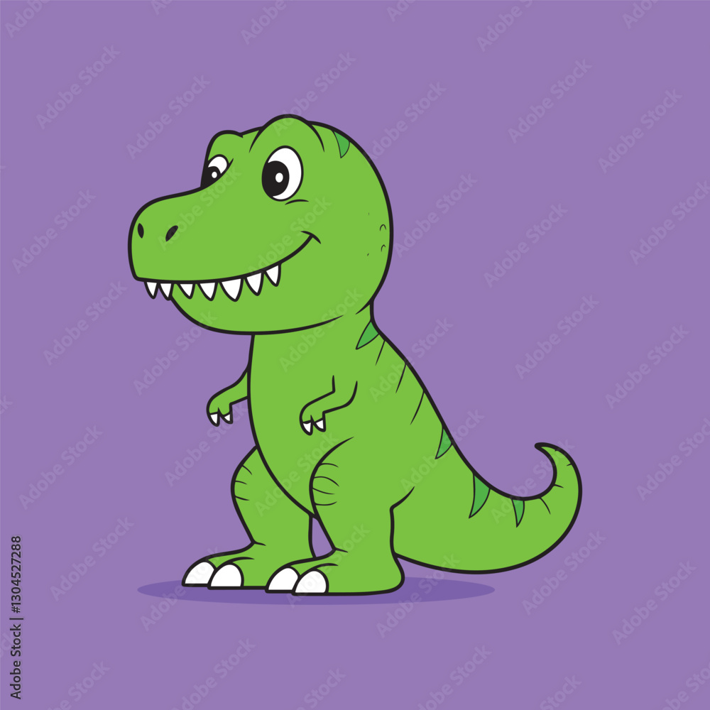 Cartoon dinosaur. Vector illustration of a cute dinosaur on a purple background. Cartoon dinosaur. Vector illustration of a cute dinosaur on a purple background.