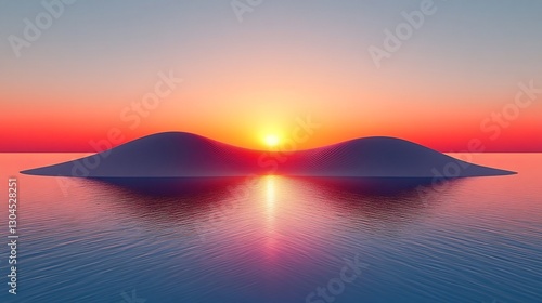 Wallpaper Mural Serene sunset illuminates twin islands gently reflecting vibrant hues. AI Generated Torontodigital.ca
