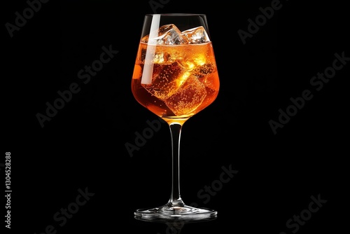 Aperol spritz cocktail in a glass against a plain backdrop