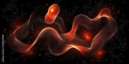 Abstract particle wave with flowing motion and dynamic luminous energy