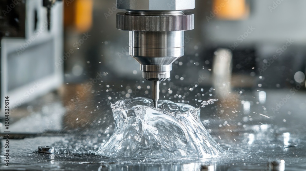 Industrial CNC machine cutting metal with precision in a factory setting. Industrial CNC machine cutting metal with precision in a factory setting.