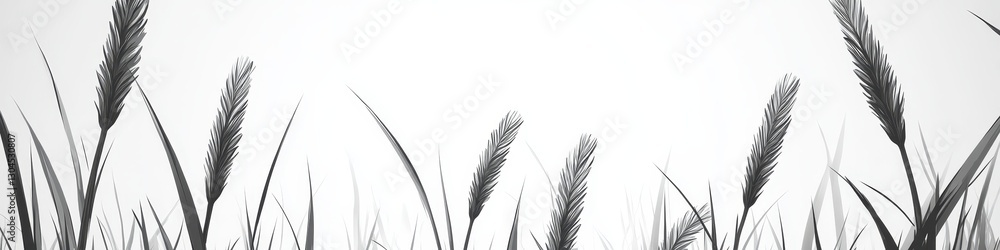 Obraz premium Watercolor Grass, Stylized Botanical Background, Gentle, Minimalist Design for Spa, Wellness