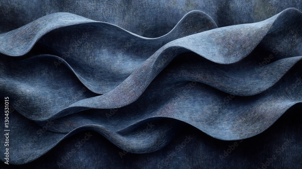 Soft Blue Fabric Waves Gently Undulating. AI Generated Soft Blue Fabric Waves Gently Undulating. AI Generated