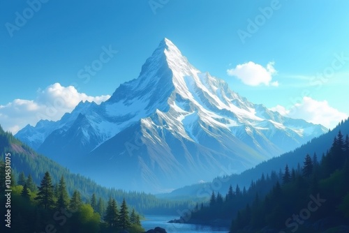 Majestic mountain landscape under clear blue sky
