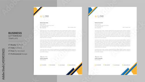 Creative letterhead format template, business style letterhead design template. Company letterhead template designs. Stationary template.