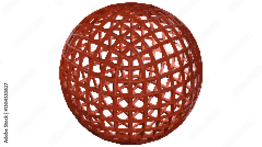 Red wireframe pixel art ball Red wireframe pixel art ball