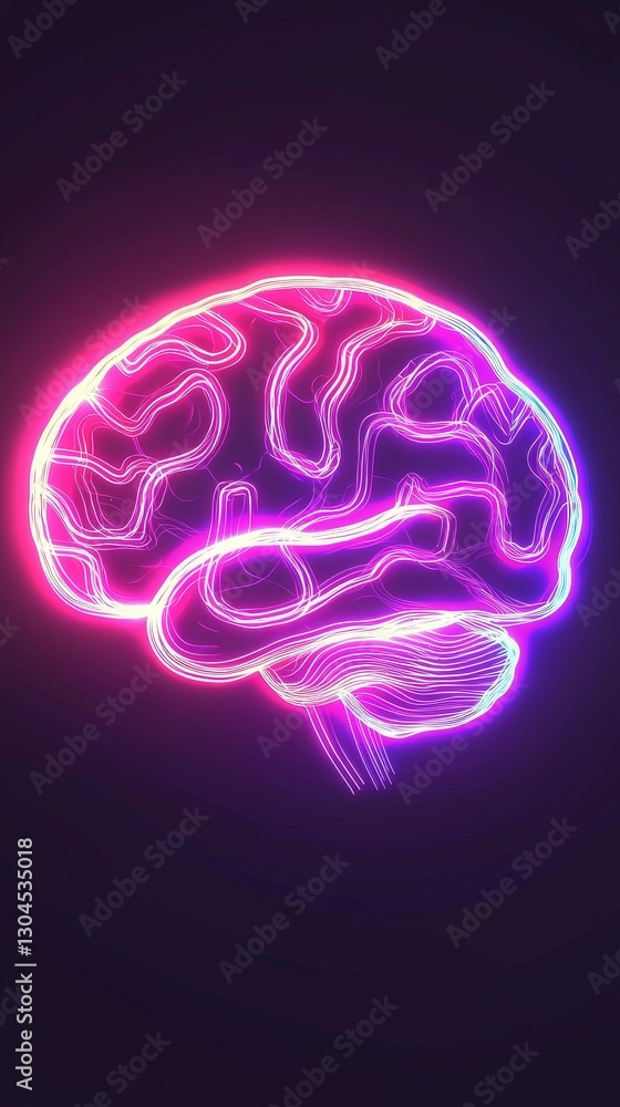 Neon brain illustration digital art modern technology futuristic background abstract view conceptual creativity Neon brain illustration digital art modern technology futuristic background abstract view conceptual creativity
