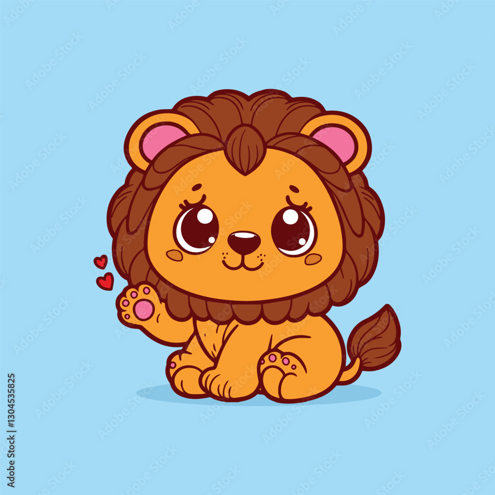 Cute cartoon lion. Vector illustration of a cute animal character. Cute cartoon lion. Vector illustration of a cute animal character.
