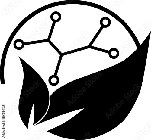 Vector icon of leaf with circuit