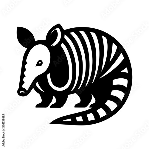 black and white logo of the armadillo. Vector graphics.