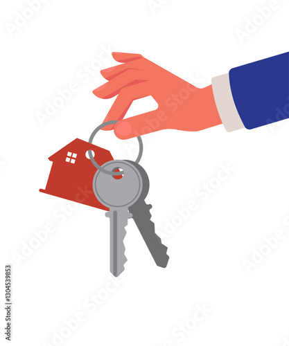 Illustration of a hand giving out house keys.